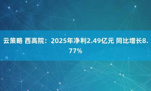 云策略 西高院：2025年净利2.49亿元 同比增长8.77%