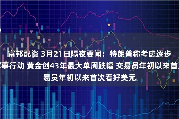 富邦配资 3月21日隔夜要闻：特朗普称考虑逐步收缩对伊军事行动 黄金创43年最大单周跌幅 交易员年初以来首次看好美元