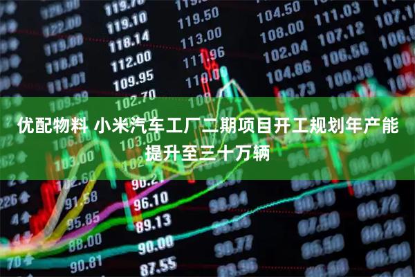 优配物料 小米汽车工厂二期项目开工规划年产能提升至三十万辆